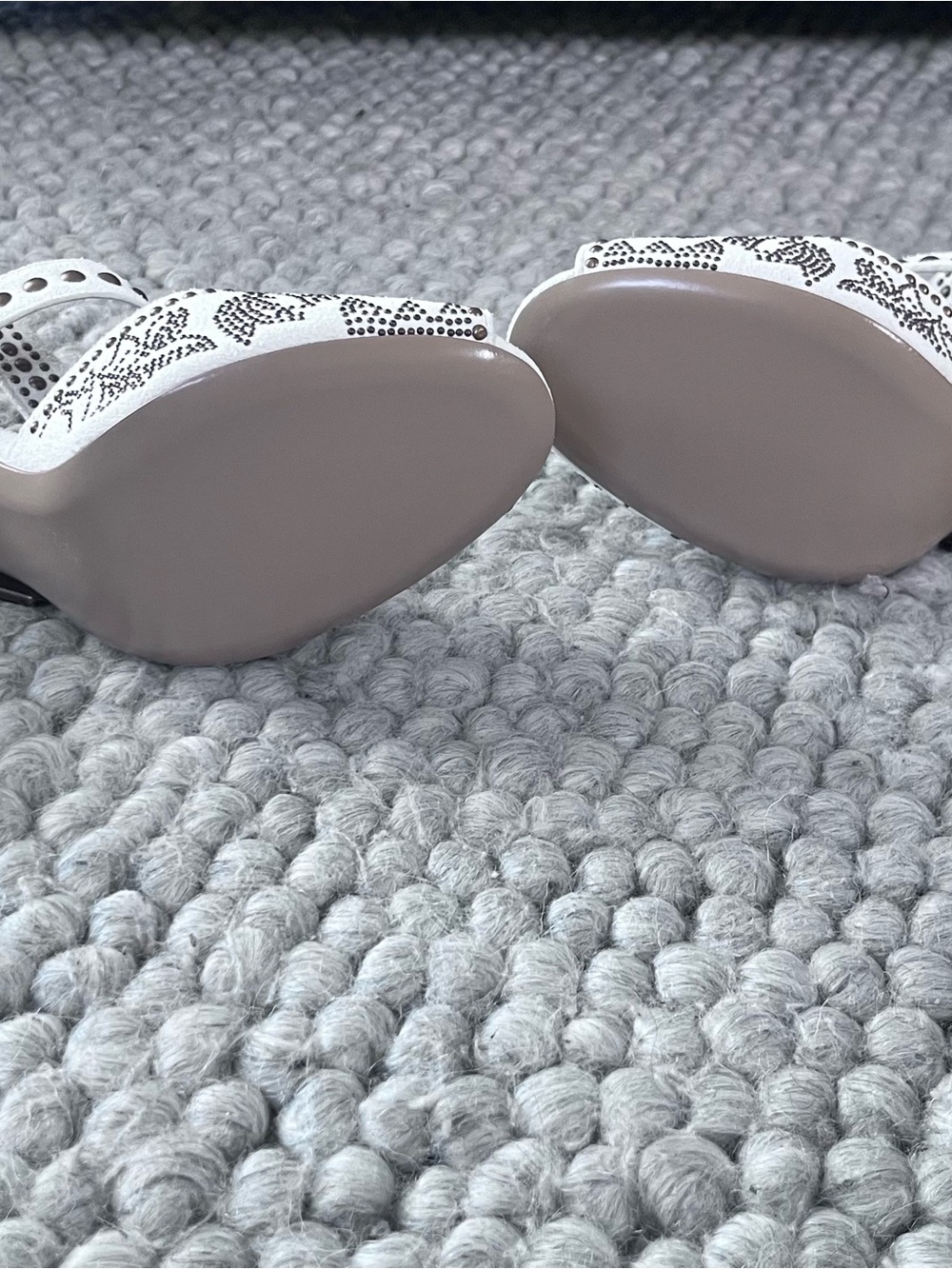 Joyfolie White Studded Open-Toe Ankle Strap Heels - Picture 3 of 4